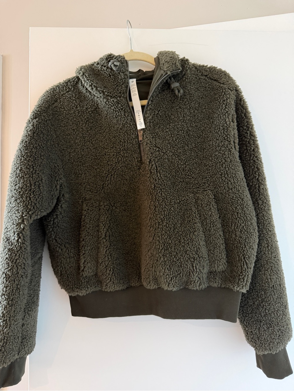 Lululemon Olive Green Sherpa Half-Zip Hoodie
